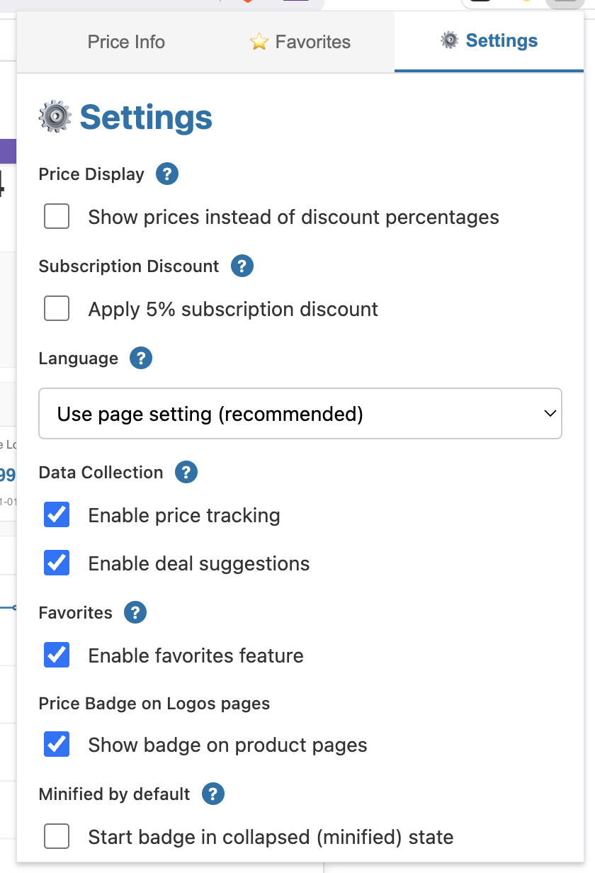 Erweiterungs-Einstellungen